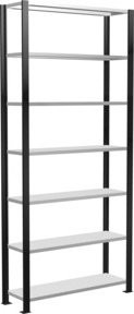 Schulte Grundregal Büro-Steckregal MULTIplus85 mit 7 Fachböden und Kreuzstrebe, Farbe Schwarz/RAL 7035 Lichtgrau, B/H/T: 230 x 230 x 100 cm (Tiefe: 30 cm) - Bild 1