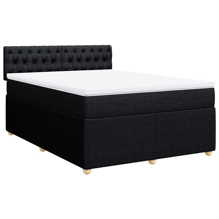 vidaXL Boxspringbett mit Matratze Schwarz, Hybridbett mit USB-Ladeport und Unterbettbeleuchtung, B/T: 160 x 200 cm - Bild 2