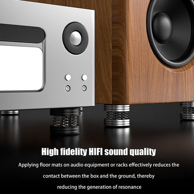 KOQZM HiFi-Dämpfungspads aus Aluminiumlegierung mit Federdämpfung für Audio-CDs, Verstärker und Lautsprecher, Schwarz - Bild 1