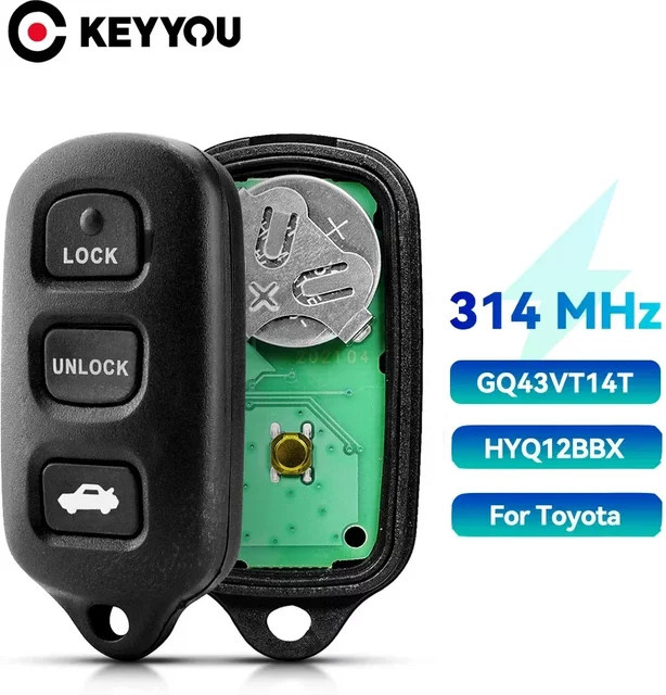 KEYYOU Auto Schlüssel Fernbedienung mit Batterie und Alarm für Toyota Camry Corolla Highlander Solara Sienna 2002-2007, Farbe: Schwarz, Modell: GQ43VT14T HYQ12BBX 314MHZ - Bild 1