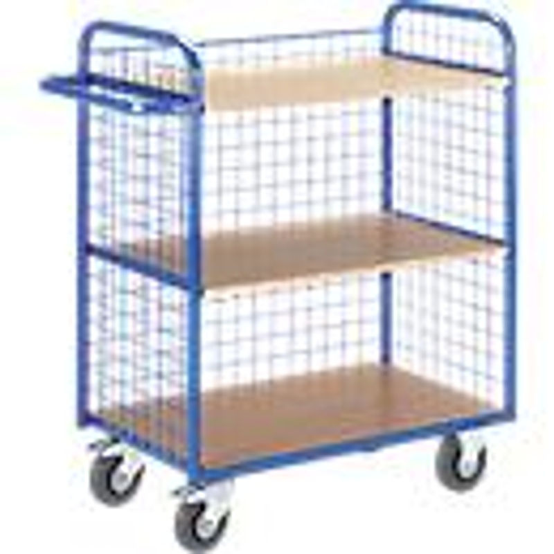 Rollcart Transportsysteme Etagenwagen mit 3-seitigen Gitterwänden in Enzianblau RAL 5010 bis 35 kg - Bild 4