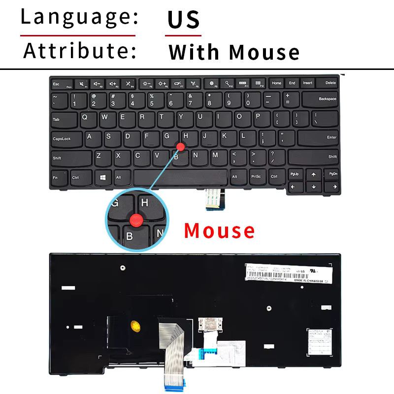 Lenovo Ersatztastatur für Thinkpad E450 E460 E450c E455 E465 in Schwarz mit US-Layout - Bild 3