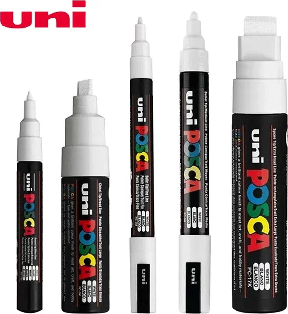 Posca Markerpinsel in Weiß, permanent und wasserfest für Graffiti, Stoff und Kunst - Bild 1