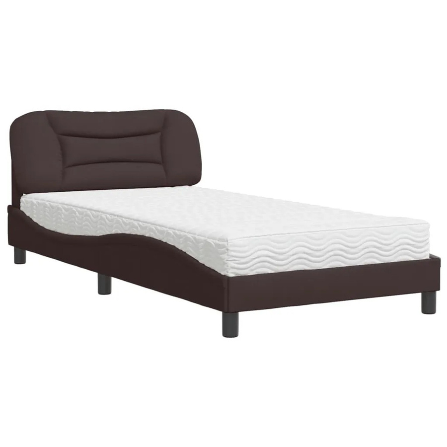 vidaXL Bett mit Matratze in Dunkelbraun und Weiß, B/T/H: 100 x 200 cm - Bild 2