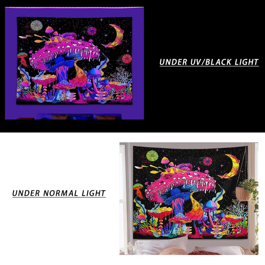VIKAMA Neon-Pilz-Tarot Wandteppich in Multicolour, psychedelischer Fantasy Wandbehang für Gaming-Zimmer und Studentenwohnheime, B/H: 60 x 40 cm - Bild 3