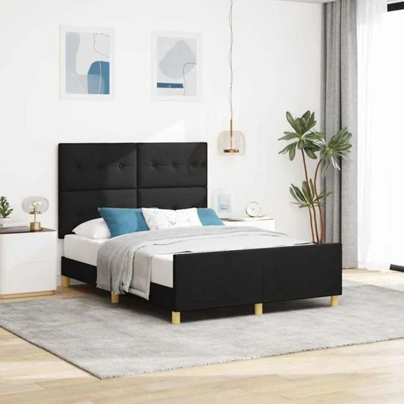 Modernes Polsterbett mit Kopfteil von vidaXL in Schwarz, Stoff, B/T: 160 x 200 cm - Bild 1