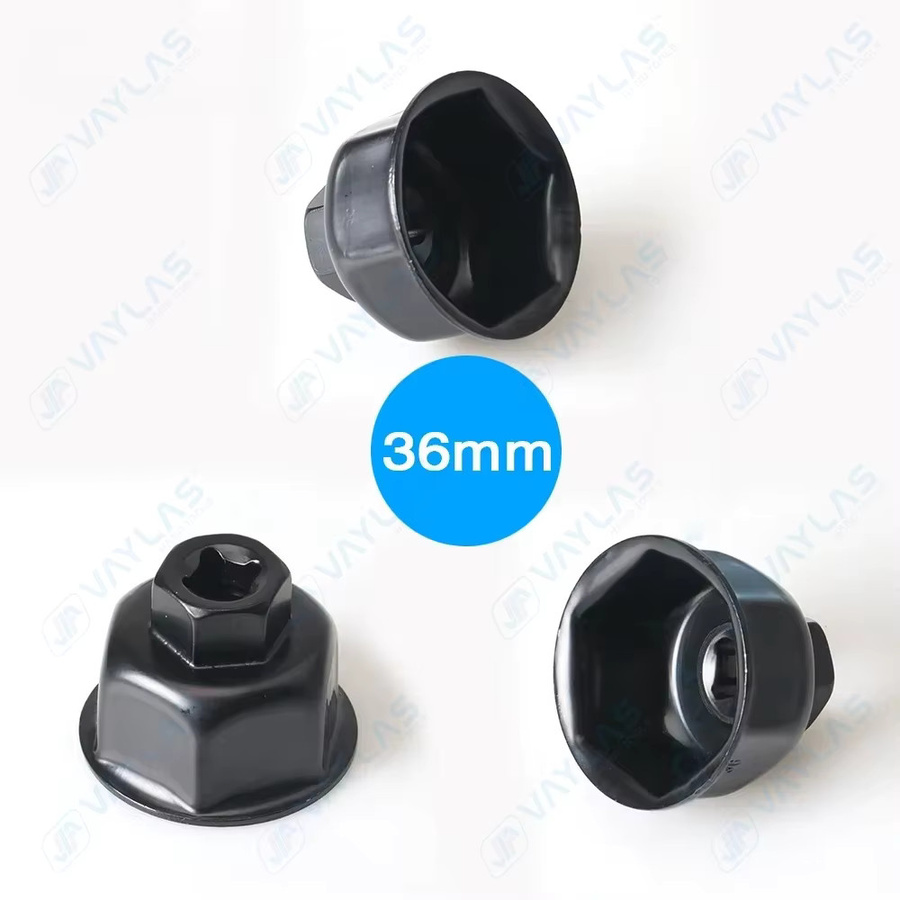 Veconor Ölfilterschlüssel mit 6 Flöten und 3/8 Zoll Anschluss, Set mit 27 mm, 32 mm und 36 mm in Silber und Schwarz - Bild 3