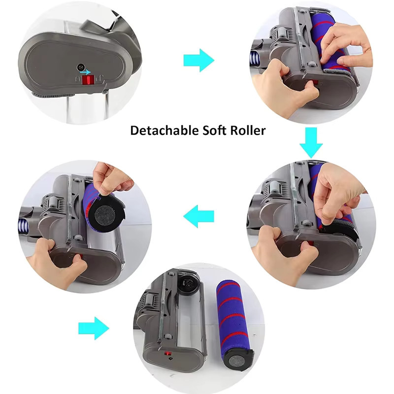 Dyson Ersatz-Bodenbürstenkopf Soft Roller Brush mit LED-Scheinwerfern für V6 DC58 V7 V8 V10 V11 V15 Staubsauger Zubehör - Bild 3