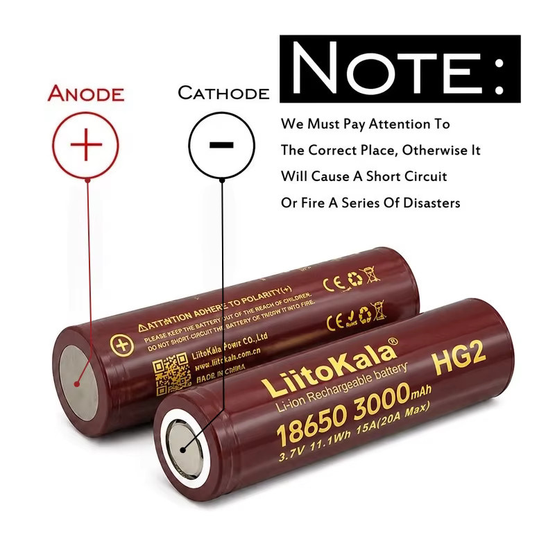 LiitoKala 18650 HG2 Lithium-Ionen-Akku mit 3000 mAh und 30A kontinuierlicher Entladung - Bild 3