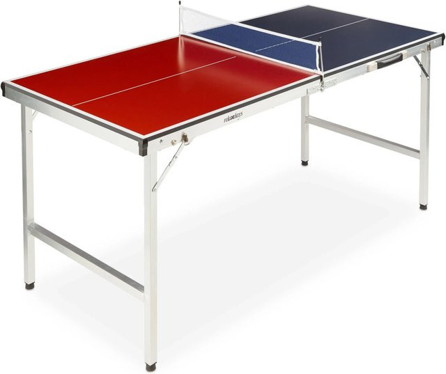 Relaxdays Tischtennisplatte aus MDF mit Aluminiumgestell und Netz, mehrfarbig, B/H/T: 151 x 67,5 x 67,5 cm - Bild 1