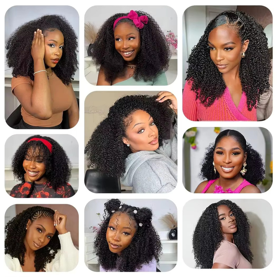 eddfine Halbperücke aus Echthaar, Kinky Curly, Unisex - Bild 5