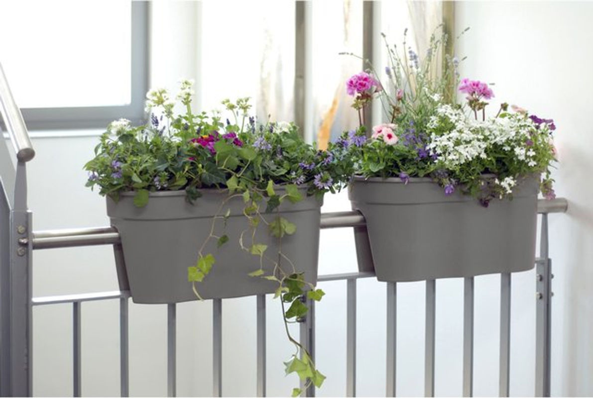 KHW Balkonkasten Flowerclip XL 2er Set Grau - Bild 6