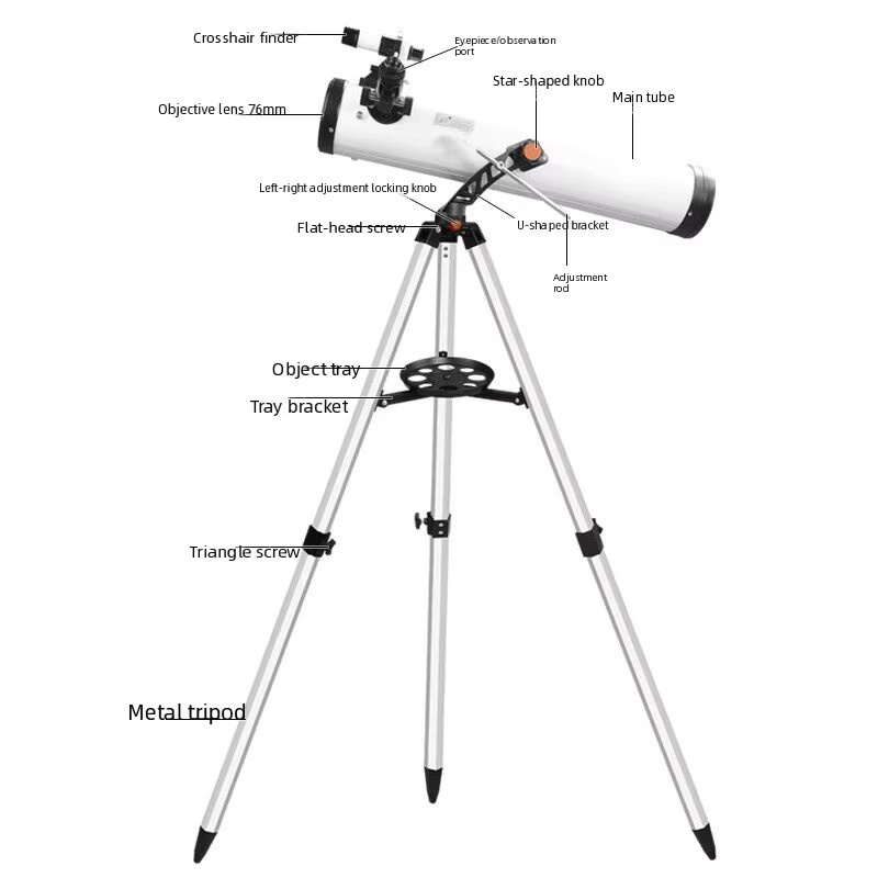 Datyson Astronomisches Reflektor-Teleskop in Weiß mit 76 mm Öffnung und 700 mm Brennweite inklusive Okular, Verlängerungsrohr und Sucher - Bild 2