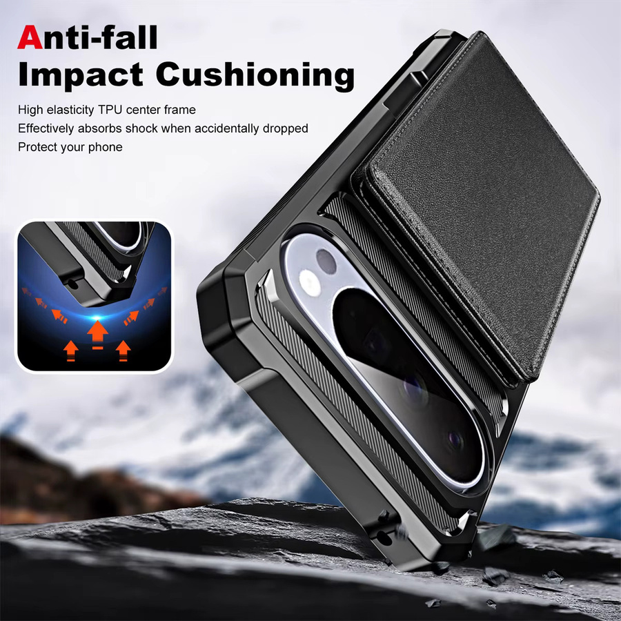 szHAIyu Leder-Handyhülle mit Kartensteckplatz für Google Pixel 7, 8, 9, 10, Pro XL, 8A, 7A, 9A in Schwarz, stoßfeste Flip-Wallet-Tasche - Bild 5