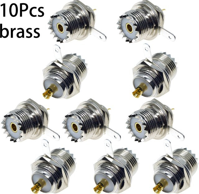 10er Set RFProMaker UHF SO239 Koaxial-Adapter PL259 Weibliche Panel-Chassis-Stecker in Silber - Bild 1