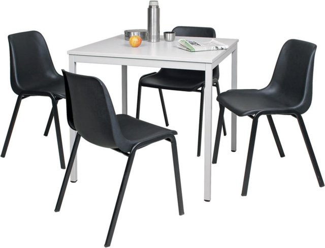 BRB Tischgruppe mit 4 Schalenstühlen und quadratischem Tisch - Bild 1