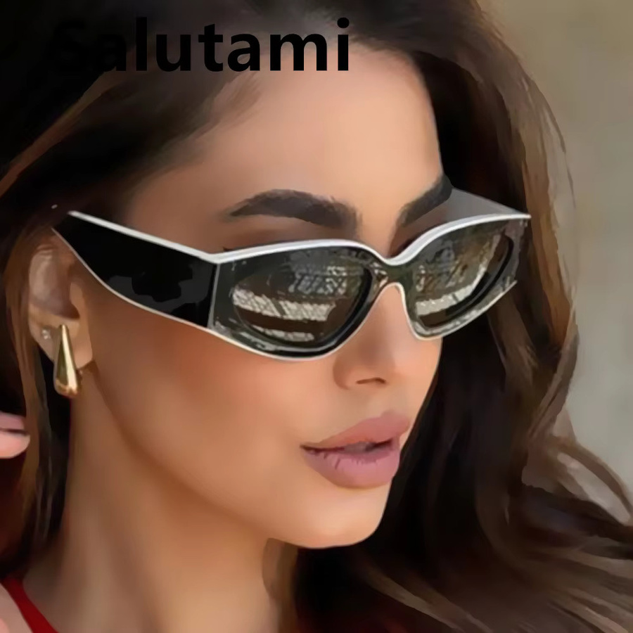 Salutami Sonnenbrille Cat-Eye, Vollrand, Schwarz-Weiß, Kunststoff, Damen - Bild 3