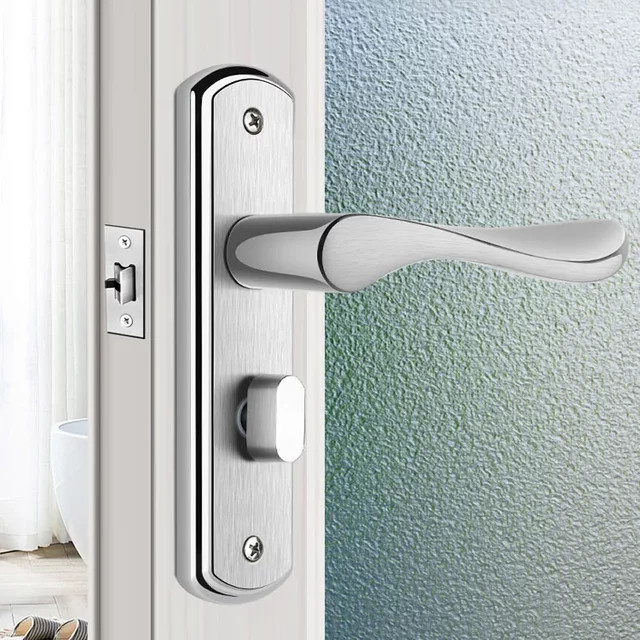 Tragbares Sicherheitsschloss aus Edelstahl für Badezimmer und WC in Silber - Bild 1