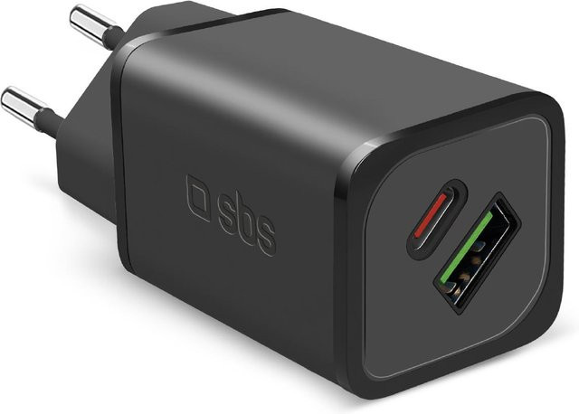 SBS 65W GaN Wandladegerät mit USB-C Power Delivery und USB-A Adaptive Fast Charge in Schwarz - Bild 1