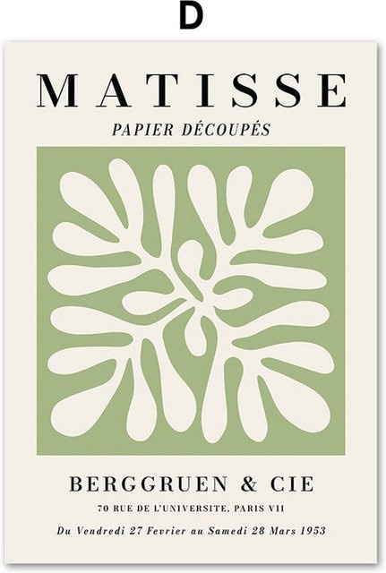 TPFLiving Poster Leinwand Henri Matisse Berggruen & Cie Modell D Abstract Multicolour Breite: 40 cm, Höhe: 50 cm - Bild 1