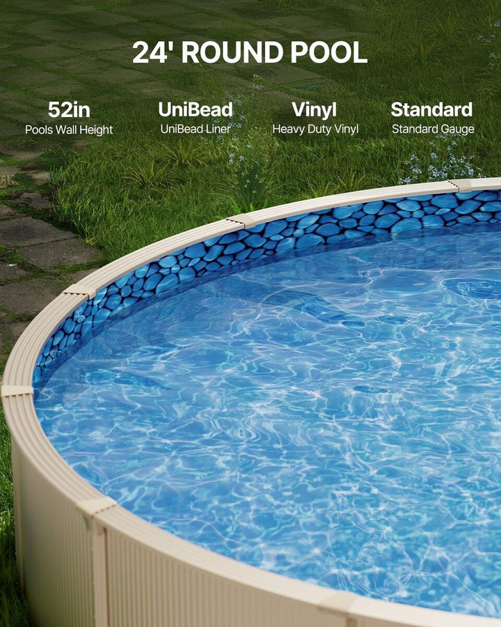 Runder Unibead Poolliner aus Vinyl für Stahlwand-Aufstellpools, Durchmesser: 732 cm, Wandhöhe: 132 cm - Bild 4