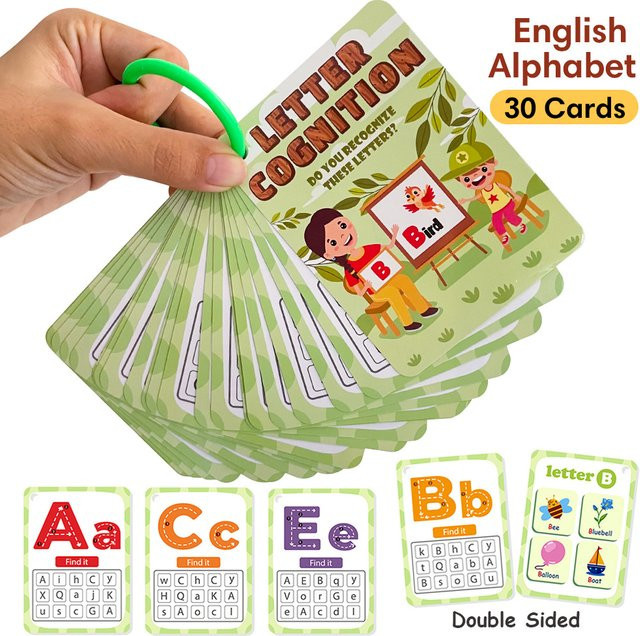Interaktive Alphabet-Wissenkarten zur A-Z-Erkennung für die frühe Bildung, 30 Karteikarten in Mehrfarbig - Bild 1