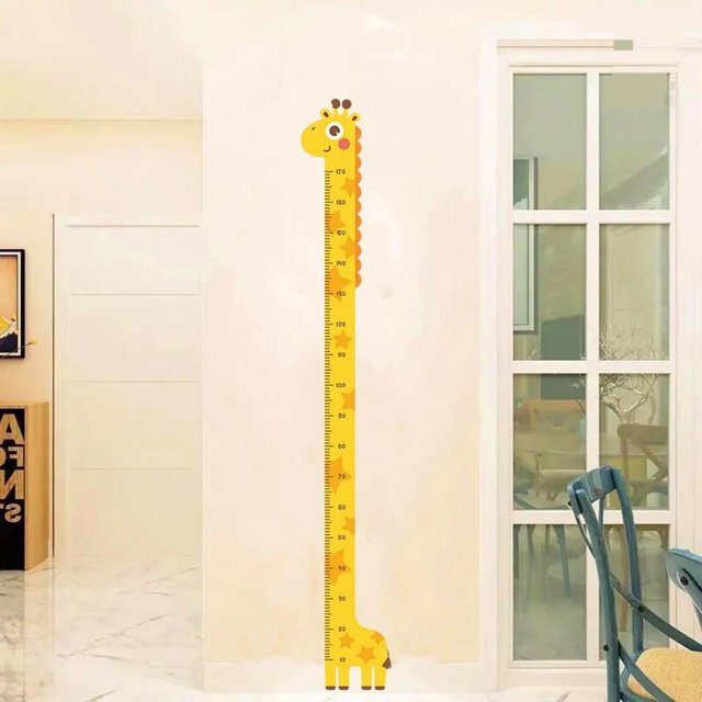 Wand-Höhenmesslineal Aufkleber mit Einhorn, Dinosaurier und Giraffe als Kinderzimmer Deko aus PVC - Bild 1