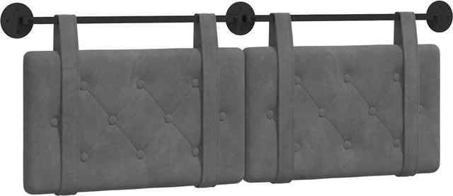 vidaXL Wandmontiertes Polsterpaneel aus Samt in Dunkelgrau, B/H/T: 130 x 55 x 5 cm - Bild 1