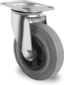 CASCOO Lenkrolle Serie P4R2 mit Rollenlager, Durchmesser: 125 mm, verzinkter Stahl und Kunststoff in Schwarz und Grau - Bild 1