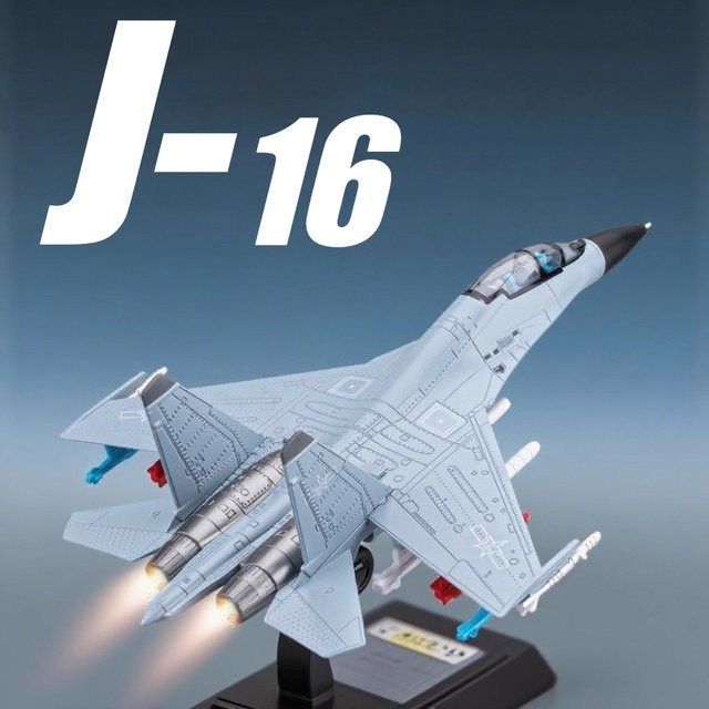 J-16 Kampfflugzeugmodell, 1:81, Metall, mit Licht und Sound - Bild 1