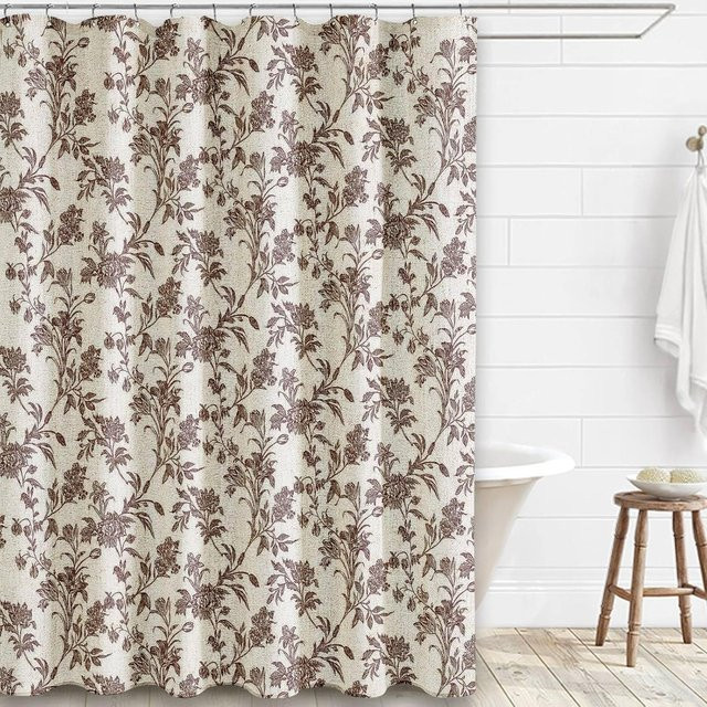 Blauer Duschvorhang mit floralem Muster von Baifenbai Home Furnishing, B/H: 180 x 200 cm - Bild 1