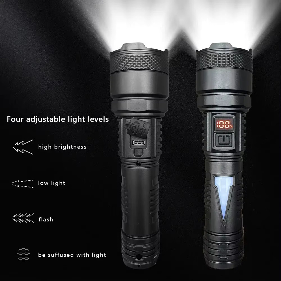 Heinast Wasserfeste LED-Taschenlampe mit wiederaufladbarem Akku und weißem Laser in Schwarz oder Weiß - Bild 2