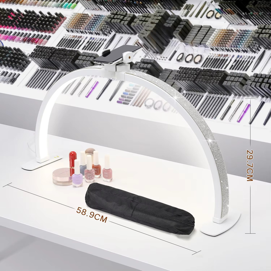 DianaBeauty Halbmond LED Nagel Tisch Lampe in Pink, faltbare Crescent Maniküre Desktop Beleuchtung für Wimpern und Beauty Salon, 3000-6000K - Bild 3