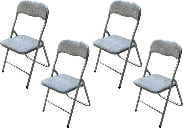 HTI-Living Klappstuhl Dima Fabric 4er Set Grau aus Polyester und Metall B/T/H: 44 x 44 x 80 cm - Bild 1