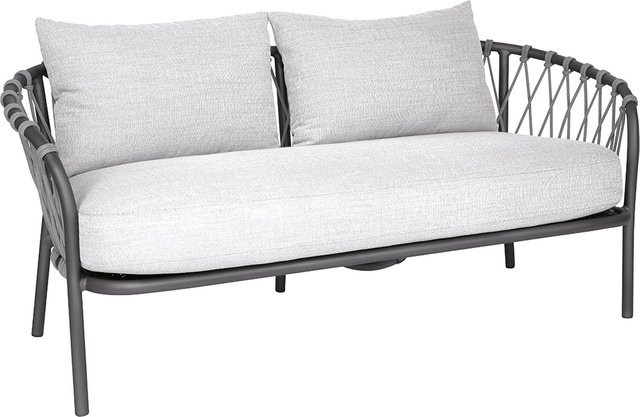 Stern Klea Lounge Sofa aus Aluminium in Anthrazit mit Kordel Stone Kissenset aus Polyacryl in Perlgrau - Bild 1