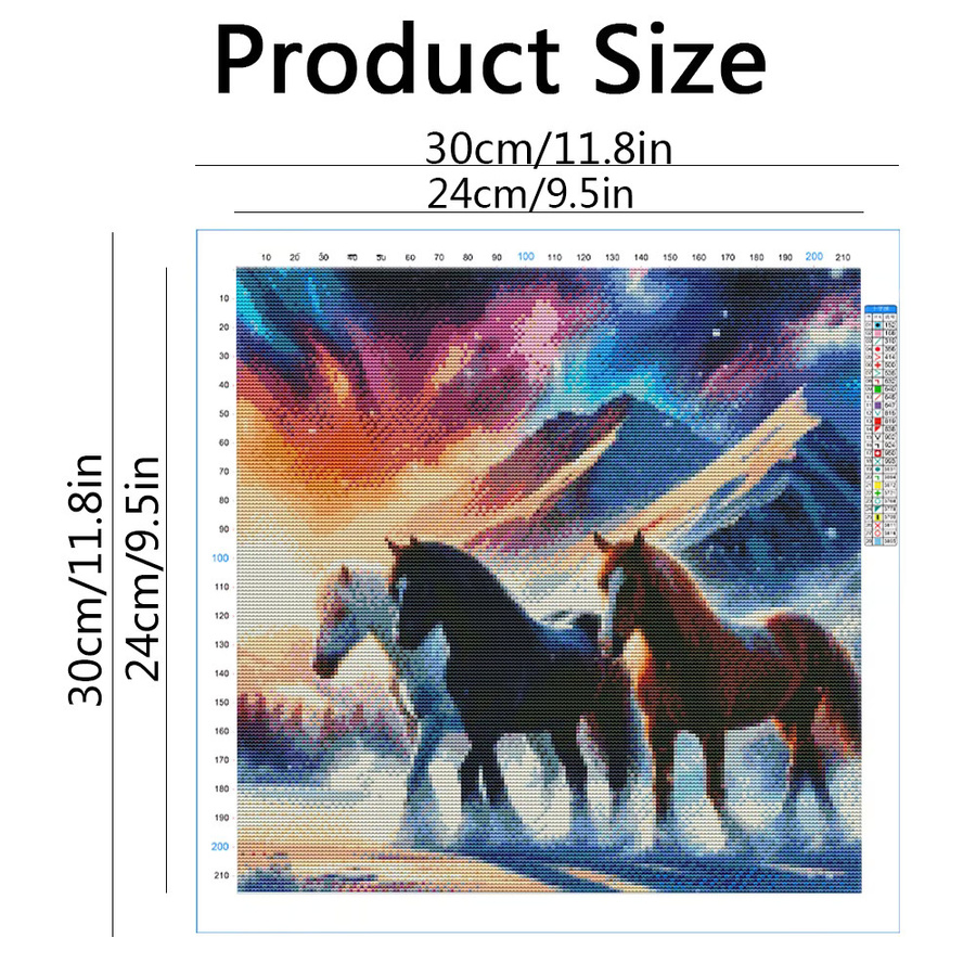 Evershine Kreuzstich-Set Pferd in Winterlandschaft, Multicolour, 30 x 30 cm - Bild 2