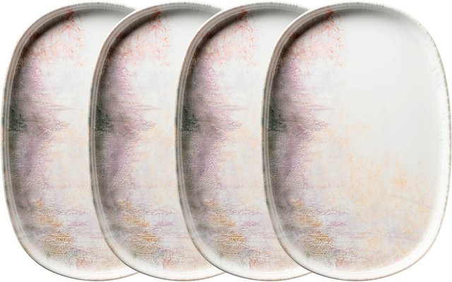 Mäser Servierplatten-Set Aquarellia aus Steinzeug in Weiß und Lila, rund - Bild 1