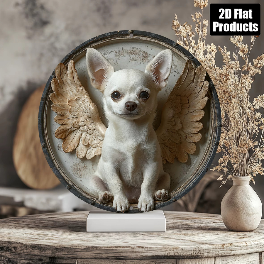 Rundes dekoratives Metallschild mit Chihuahua-Motiv von Potdemiel, Durchmesser: 20 cm, Mehrfarbig - Bild 4