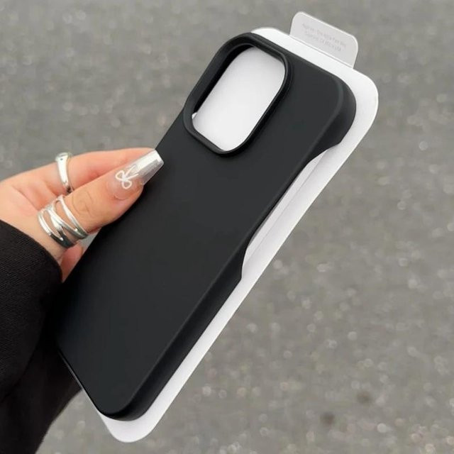 Rui Di Ultradünne Candy Matt Handyhülle aus Silikon für iPhone 11 bis iPhone 16 Pro Max Plus, Stoßfest, Schwarz - Bild 1