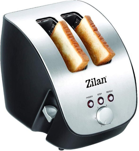 Zilan Schrägtoaster für 2 Scheiben aus Edelstahl in Silber mit 1000 Watt - Bild 1