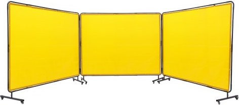 VEVOR 3-Panel Schweißschutzvorhang aus flammhemmendem Vinyl in Gelb, B: 240 cm, H: 180 cm - Bild 1