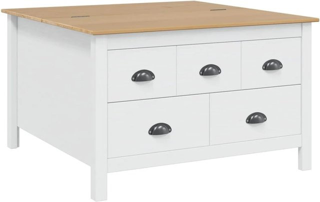 vidaXL Couchtisch HILL modern in Weiß und Honigbraun B/T/H: 79,5 x 79,5 x 49 cm - Bild 1