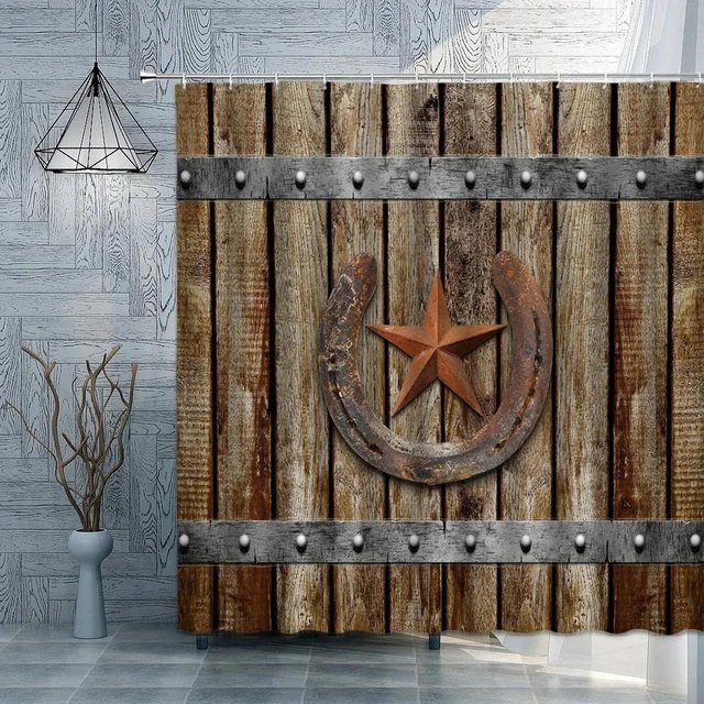 Duschvorhang Warmth Home in Braun mit Holzmaserung Grafikdruck aus Polyester inklusive Haken, B: 180 cm, H: 240 cm - Bild 1