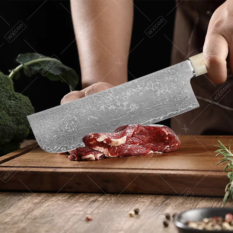 WXCOO Damaskus Chefmesser aus Silber und Holz zum Schneiden von Fleisch, Obst und Gemüse - Bild 2