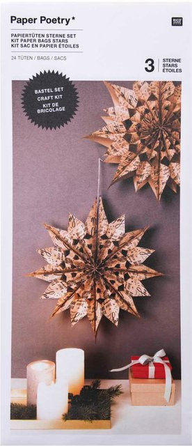 Rico Design Paper Poetry Bastelset Jolly Christmas Papiertüten-Sterne in Braun - Bild 1