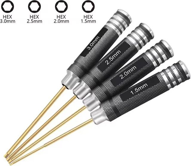 Ninth World Sechskant-Schraubendreher-Set für FPV Racing Drones und ferngesteuerte Autos, 1,5 mm, 2,0 mm, 2,5 mm und 3,0 mm - Bild 1