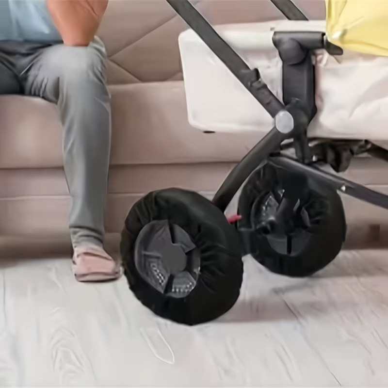 4-teiliges Staubschutz-Set für Kinderwagen aus Polyester in Schwarz - Bild 2
