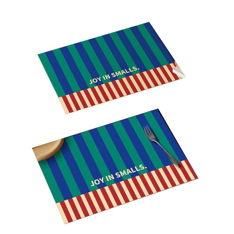 DZQ Esszimmer-Tischsets aus PU-Leder mit amerikanischem Streifenmuster, wasserdicht und hitzebeständig, Rechteckig, B/T: 45,0 x 30,0 cm - Bild 2