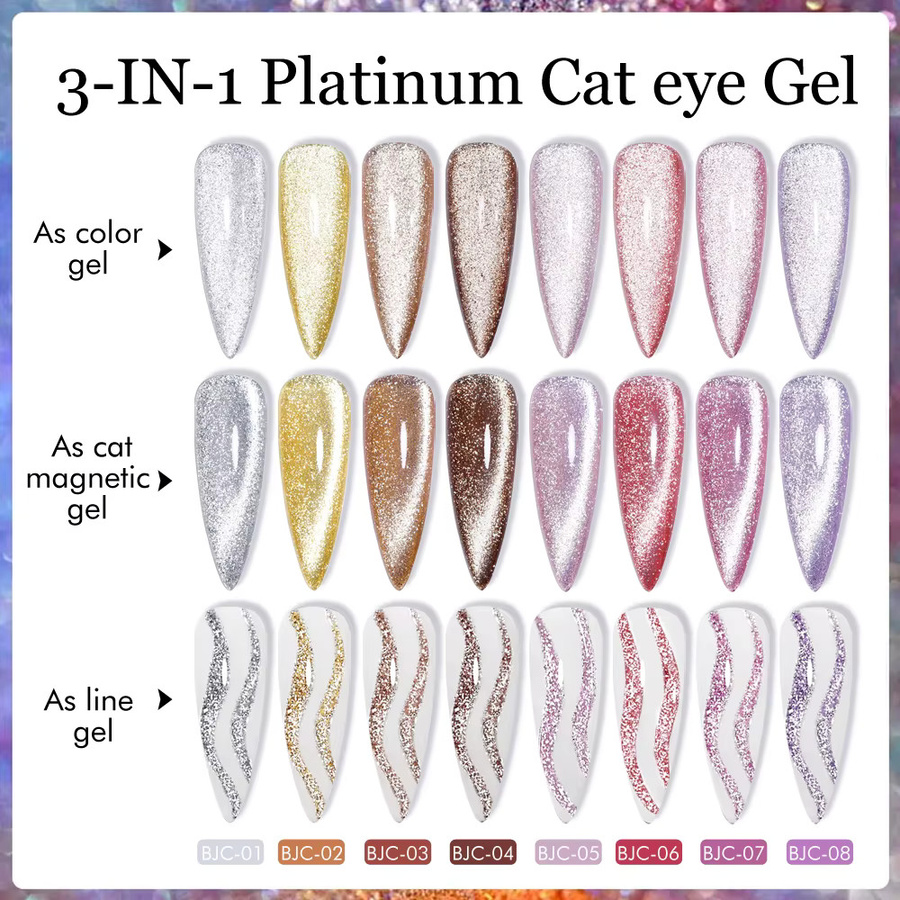 CHUNSHU Platinum Cat Magnetic Gel Nagellack, 10 ml, Silber-light Shine - Bild 3