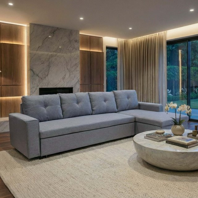 MCW Ecksofa L-Form mit Bettkasten und Liegefläche rechts in Grau, Breite: 290 cm - Bild 1
